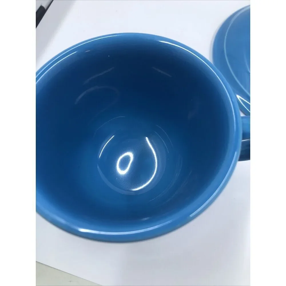 Fiesta Ware Tea Cup and Saucer Peacock Blue Home Laughlin